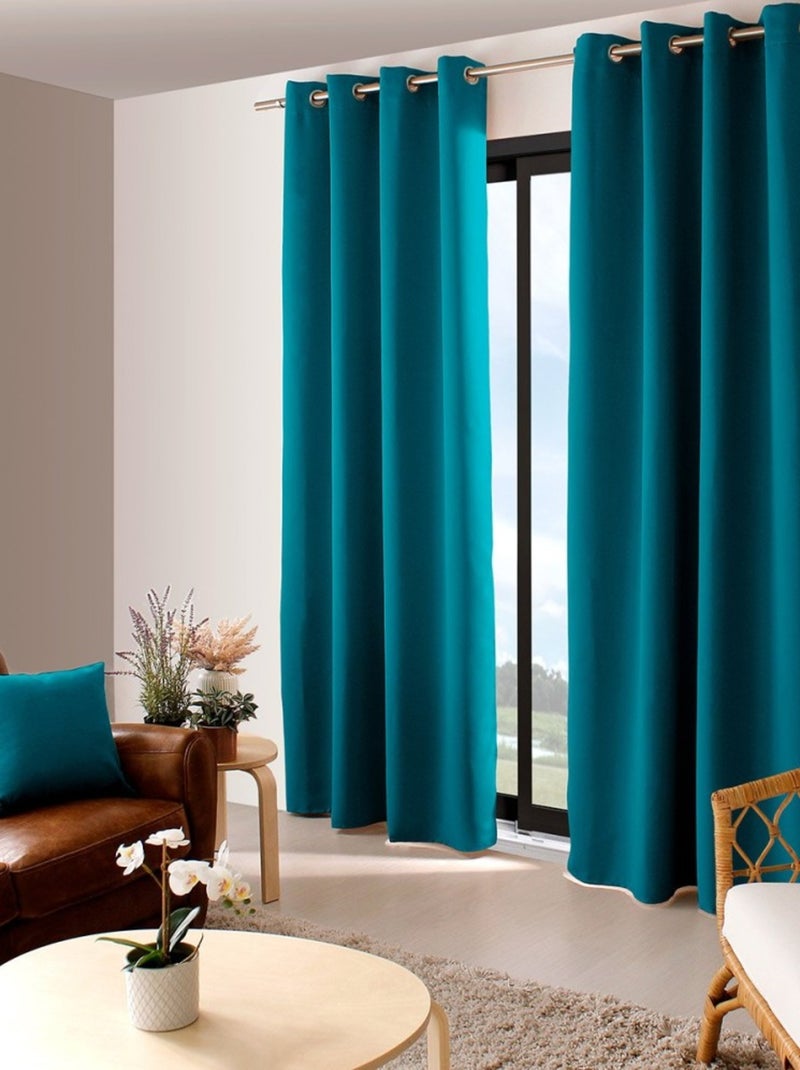 Rideau occultant Basic Bleu canard - Kiabi
