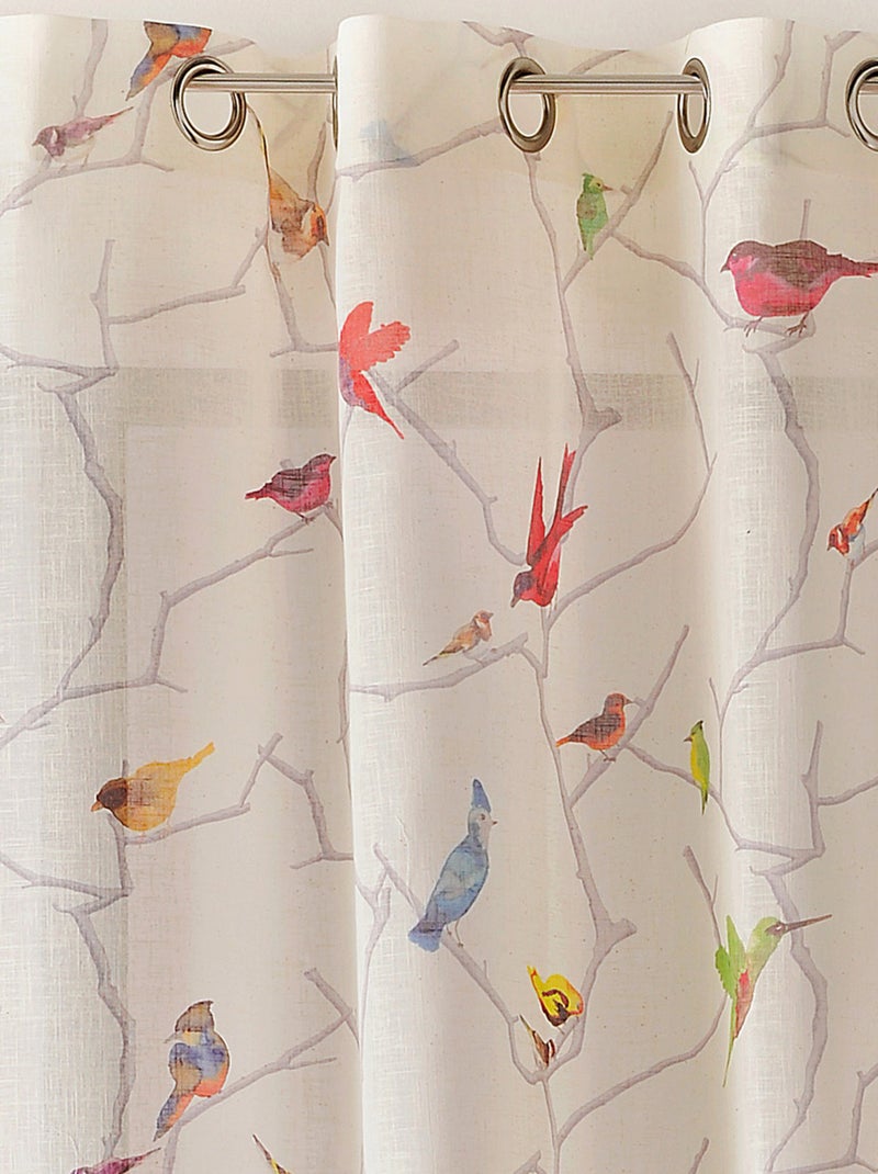 Rideau occultant bucolique imprimé "colibri" Bois naturel - Kiabi