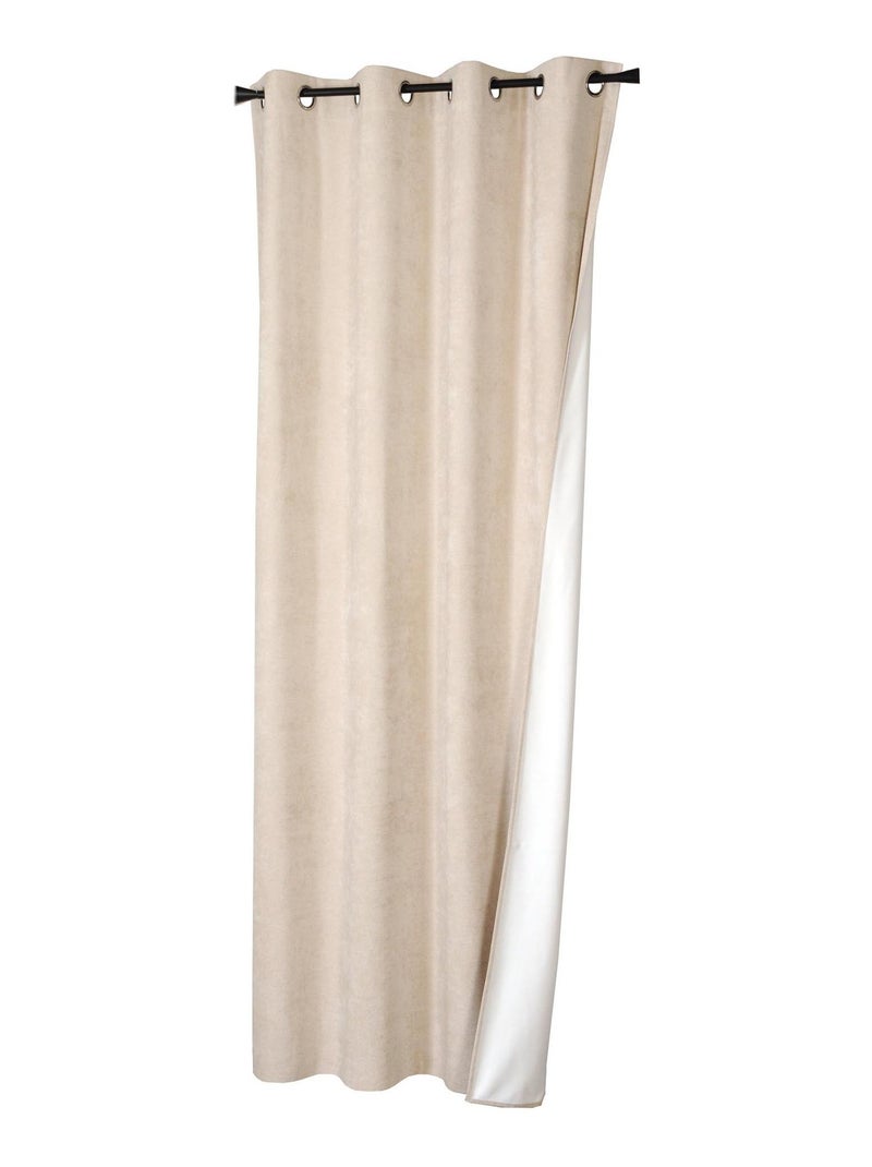 Rideau Occultant chenille - Prêt à Poser. Beige - Kiabi
