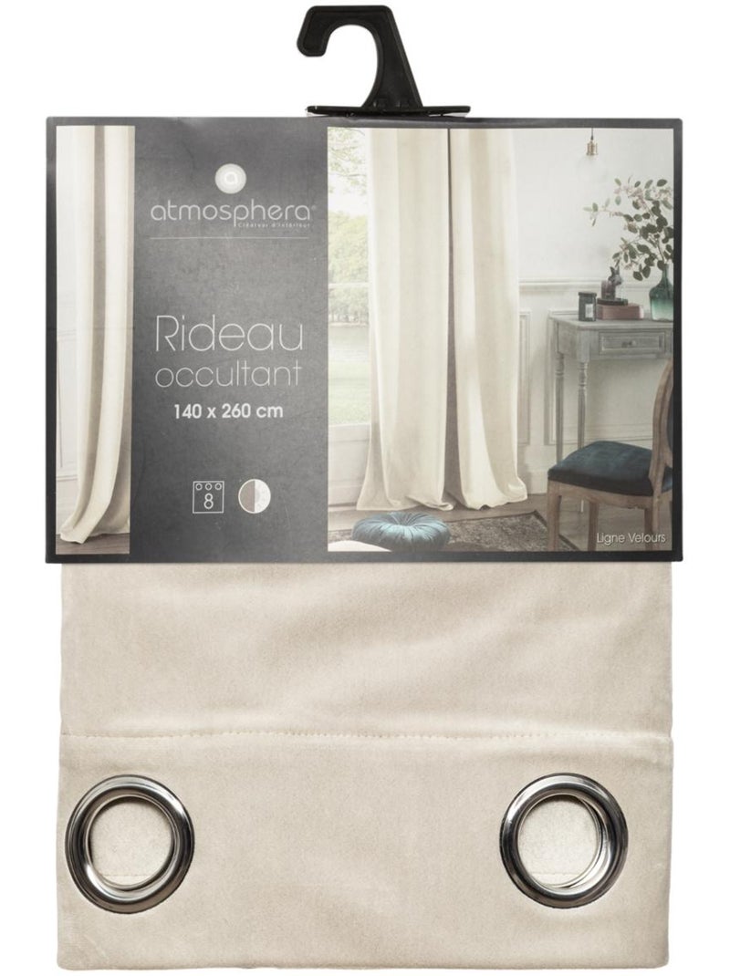 Rideau occultant DOLCE velours Ivoire - Kiabi