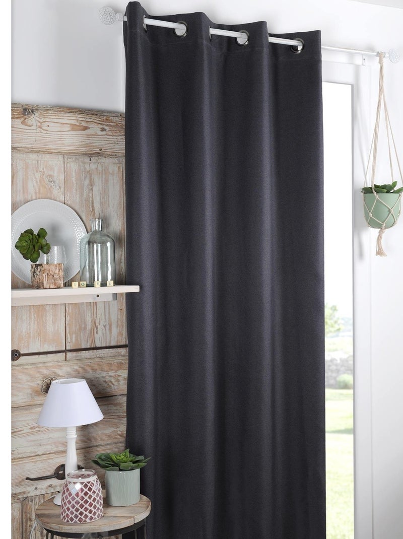 Rideau occultant doublure polaire gris anthracite - Kiabi