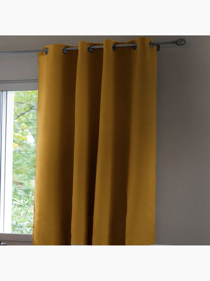 Rideau Occultant Doublure polaire Polyester Jaune moutarde - Kiabi