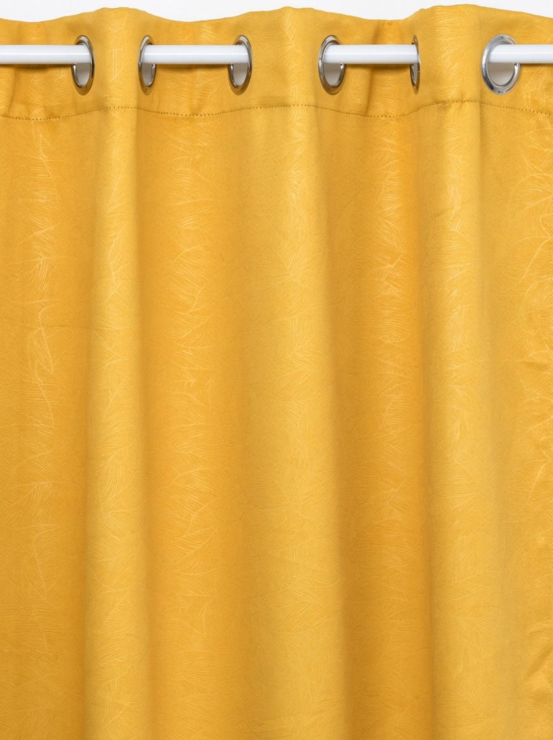 Rideau occultant embossé motif feuille Jaune - Kiabi