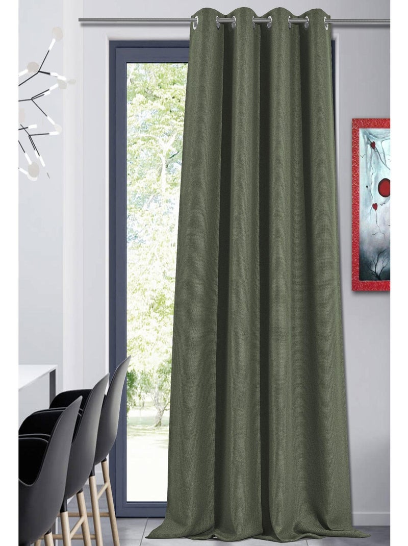 Rideau occultant en toile unie Vert olive - Kiabi