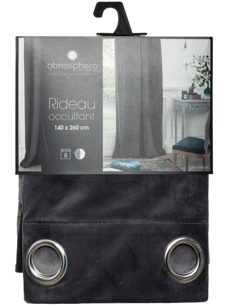 Rideau occultant en velours DOLCE Ardoise - Kiabi