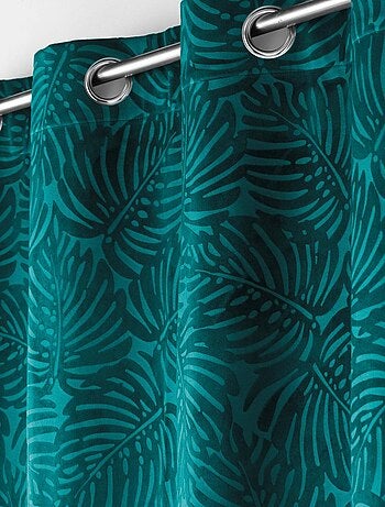 Rideau occultant en velours feuilles de monstera