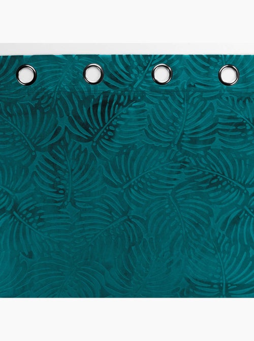 Rideau occultant en velours feuilles de monstera - Kiabi