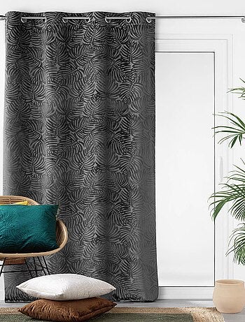 Rideau occultant en velours feuilles de monstera