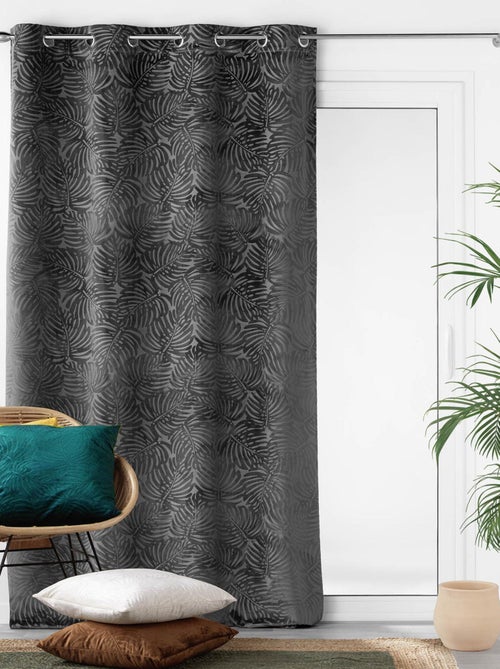 Rideau occultant en velours feuilles de monstera - Kiabi