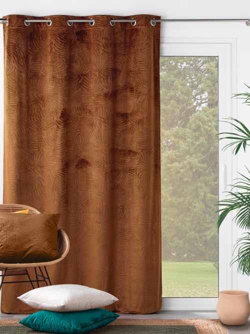 Rideau occultant en velours feuilles de monstera - Kiabi