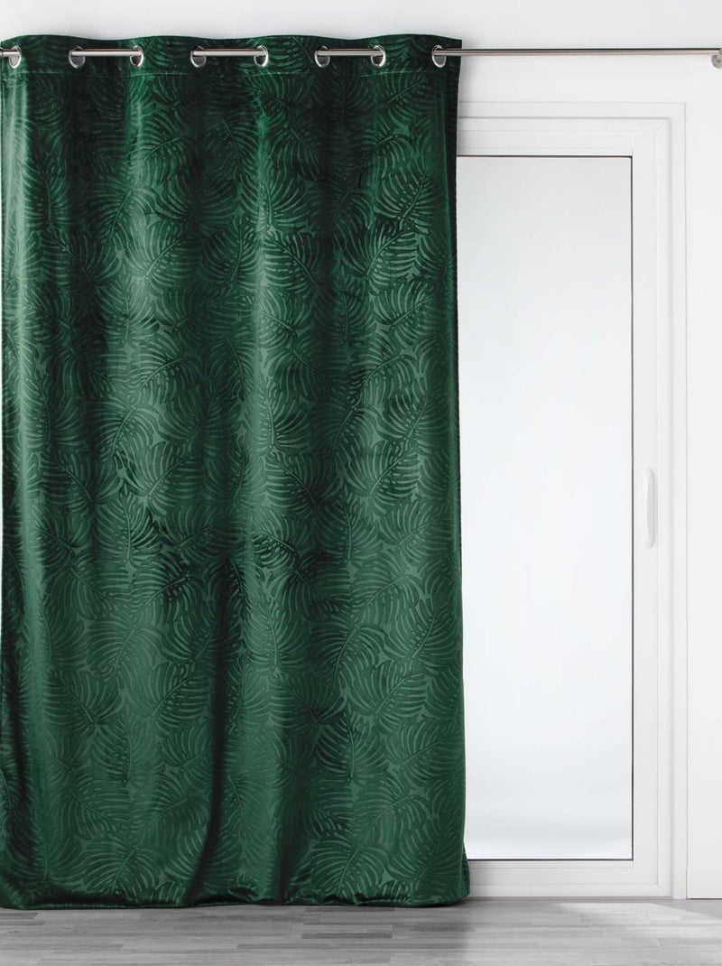 Rideau occultant en velours feuilles de monstera Vert - Kiabi