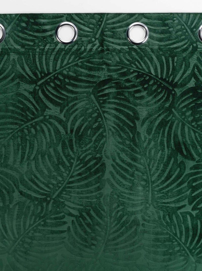 Rideau occultant en velours feuilles de monstera Vert - Kiabi