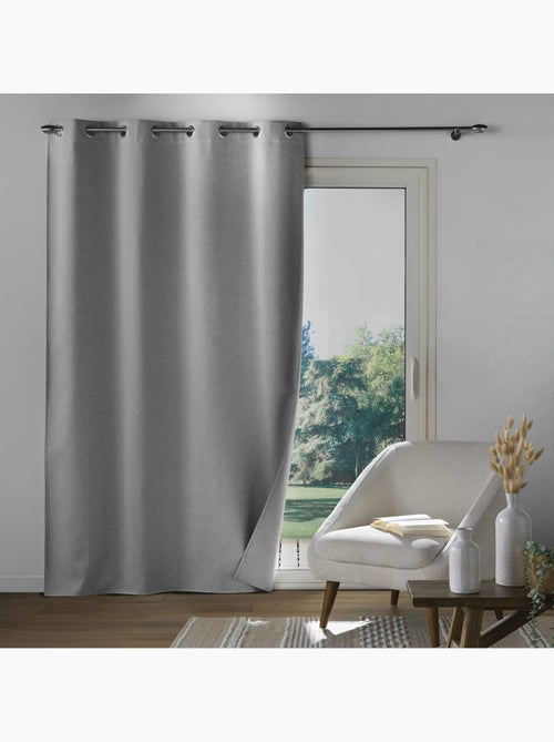 Rideau occultant épais a oeillets - Tissu chambray - Occultiss - Kiabi