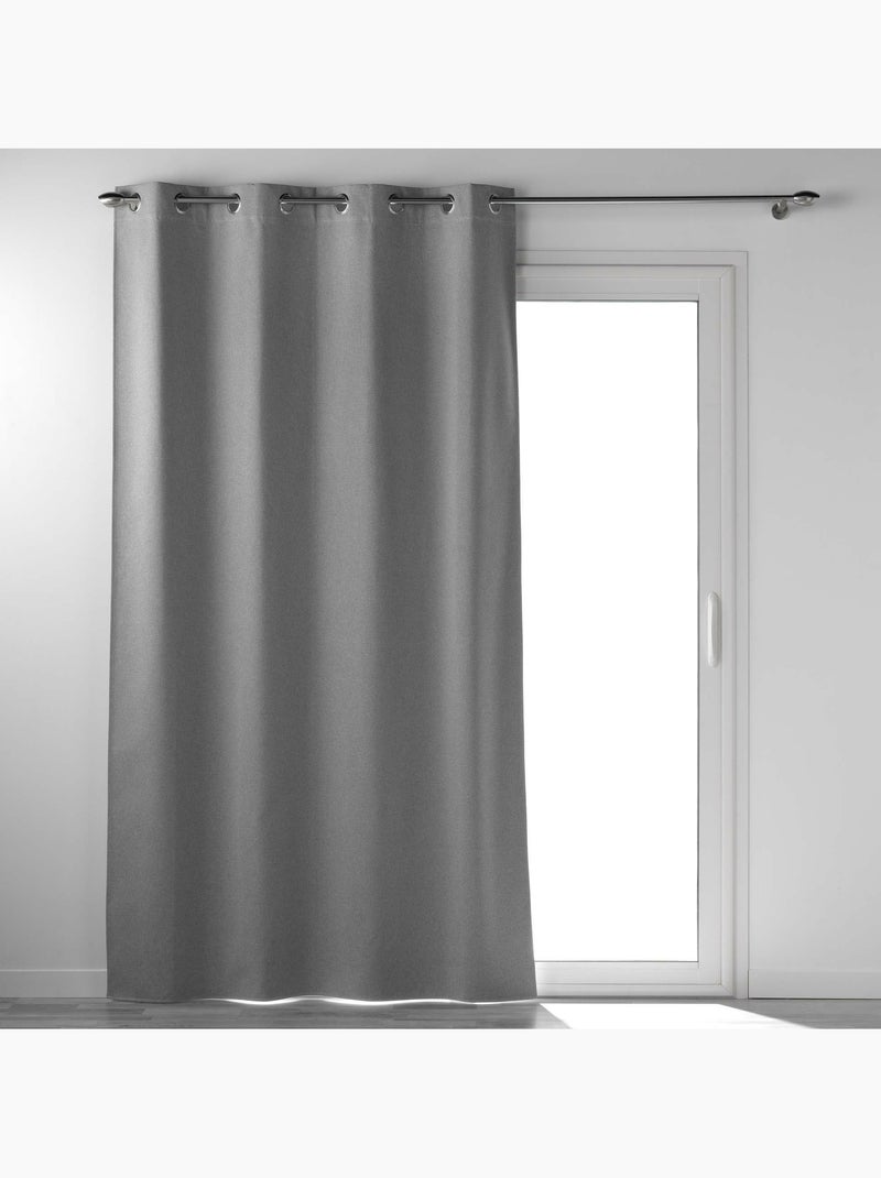 Rideau occultant épais a oeillets - Tissu chambray - Occultiss Gris - Kiabi