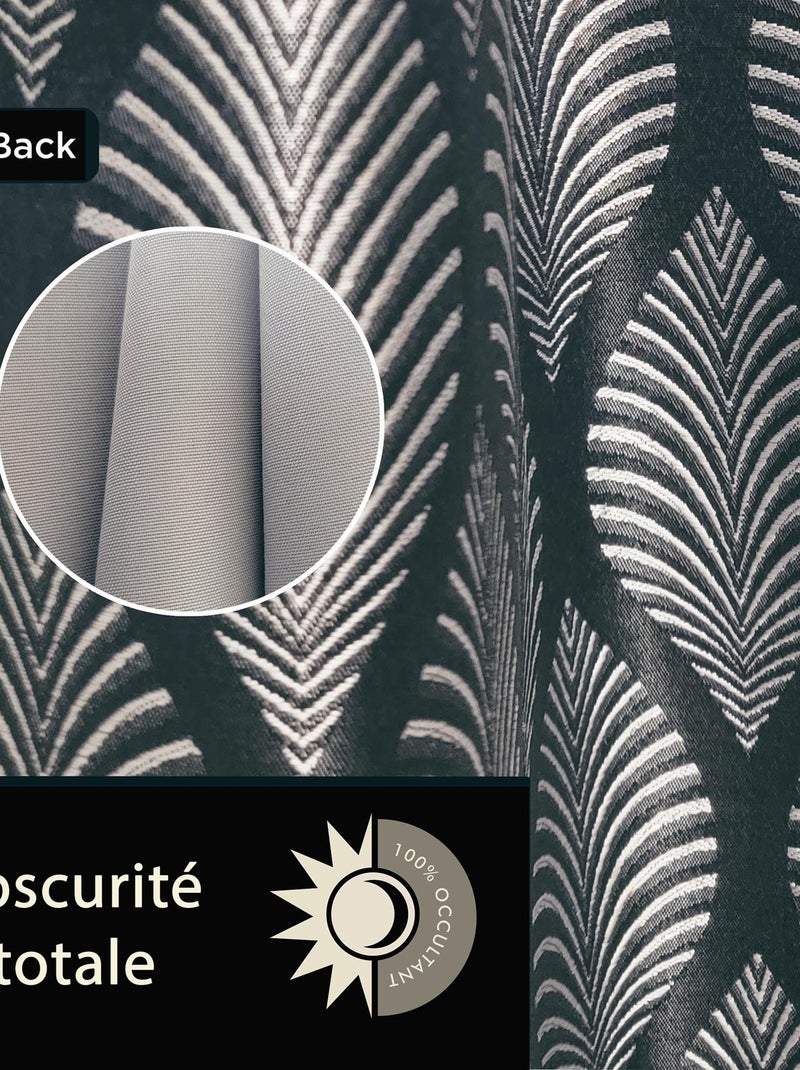 Rideau Occultant fantaisie - Prêt a poser. Bleu anthracite - Kiabi