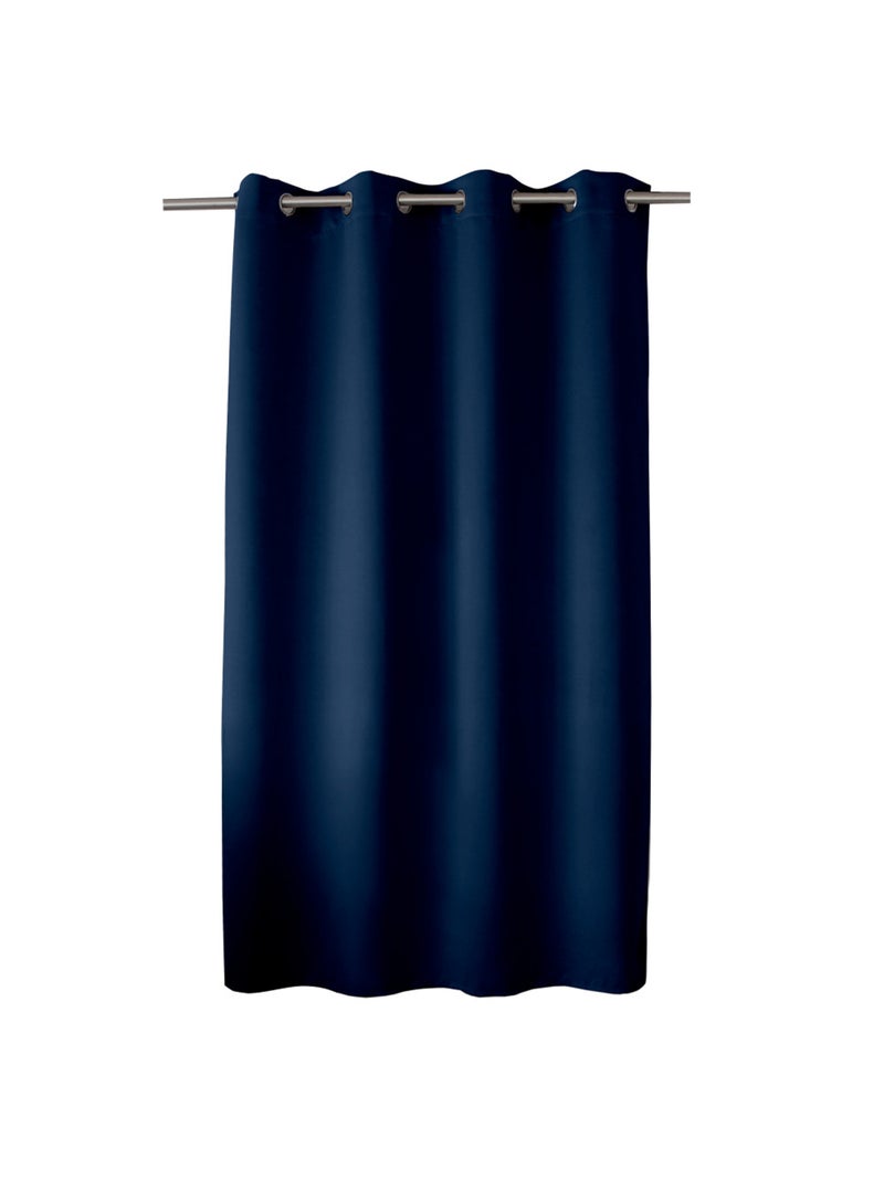 Rideau occultant fil noir avec 8 œillets Bleu marine - Kiabi