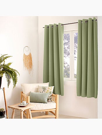 Rideau occultant fil noir avec 8 œillets