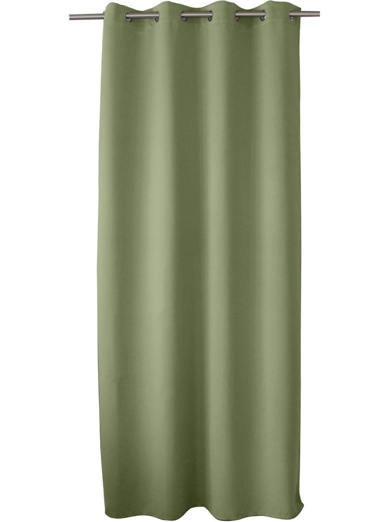 Rideau occultant fil noir avec 8 œillets Vert olive - Kiabi