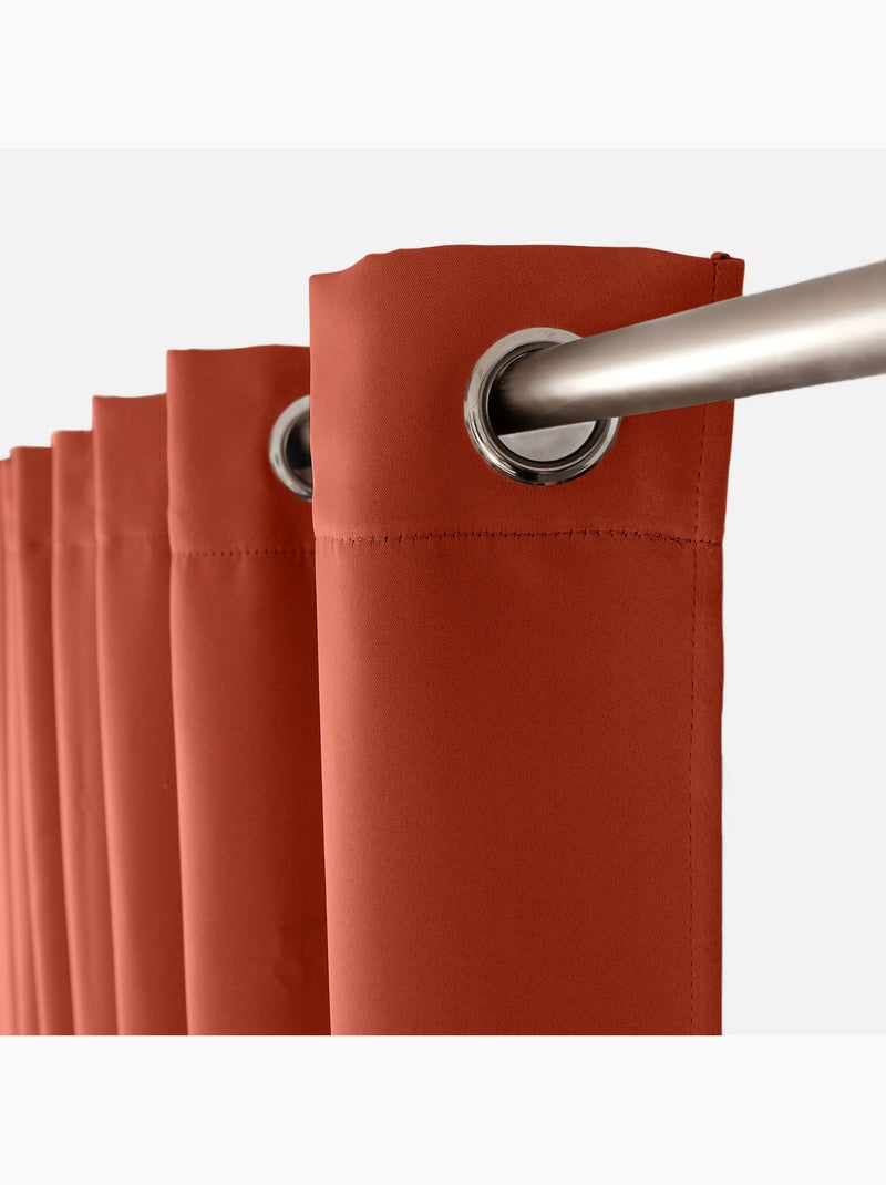 Rideau occultant fil noir avec 8 œillets Vieux rose - Kiabi