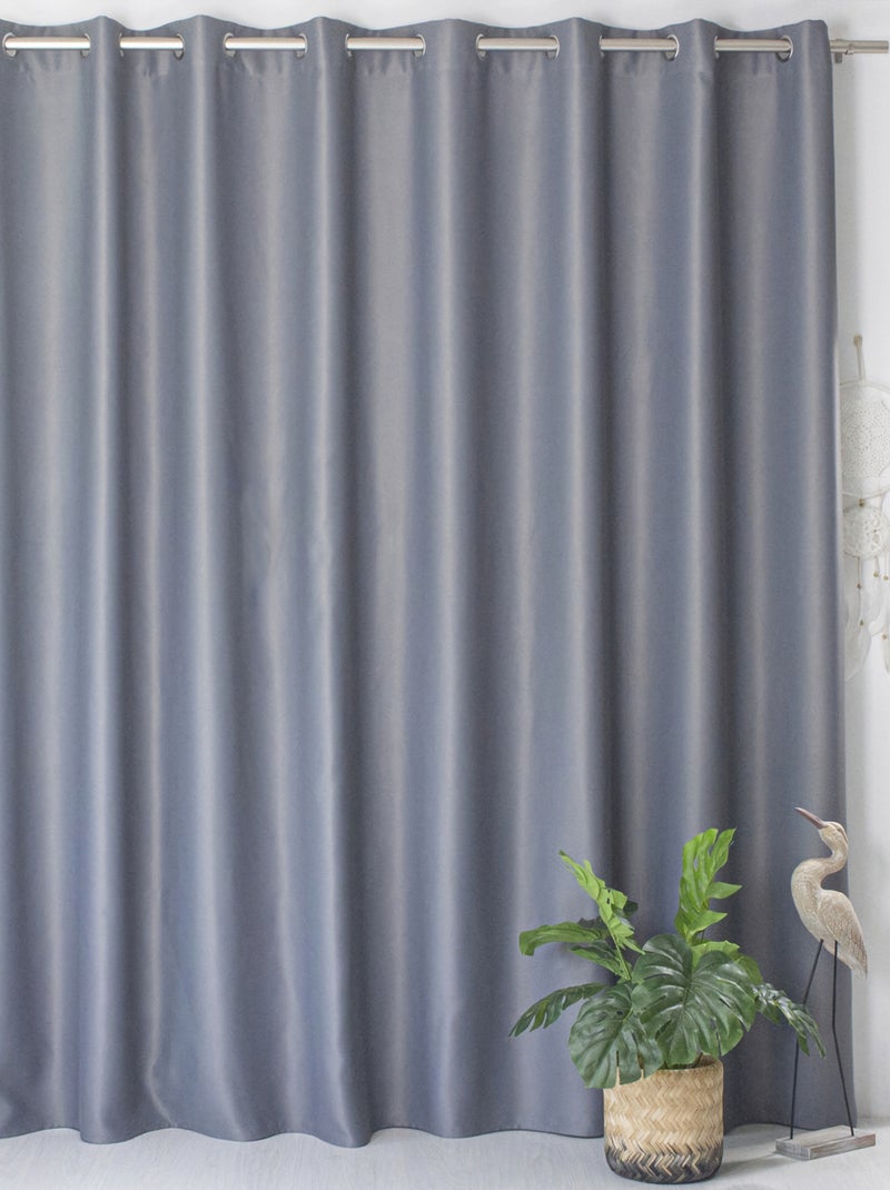 Rideau occultant fil noir en grande largeur Gris clair - Kiabi