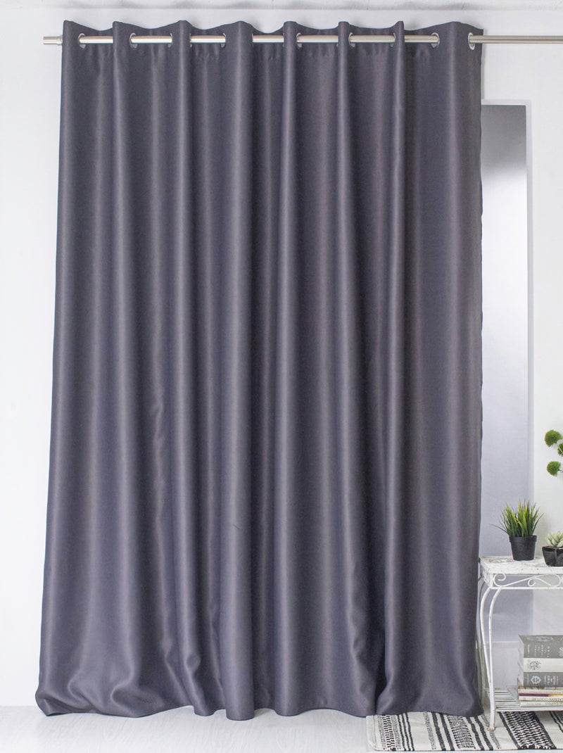 Rideau occultant fil noir en grande largeur Gris foncé - Kiabi