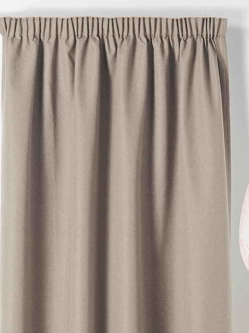 Rideau occultant galon fronceur  - Effet chiné Taupe - Kiabi