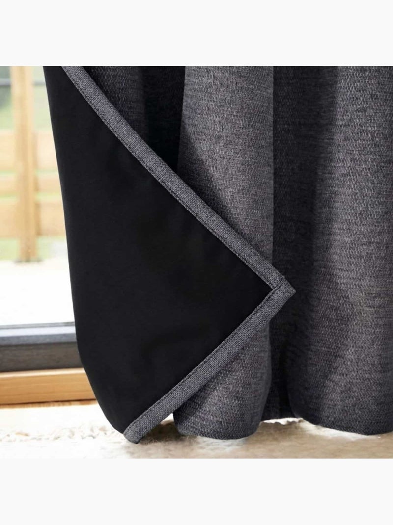 Rideau occultant grande hauteur 140x260cm Gris foncé - Kiabi