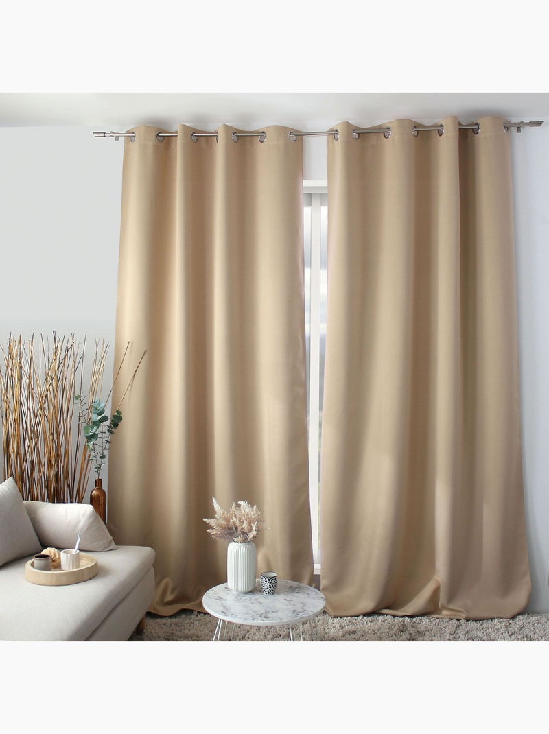 Rideau occultant ignifugé FLAMME Beige - Kiabi