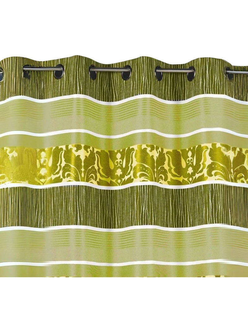 Rideau occultant jacquard à rayures horizontales colorées Vert clair - Kiabi