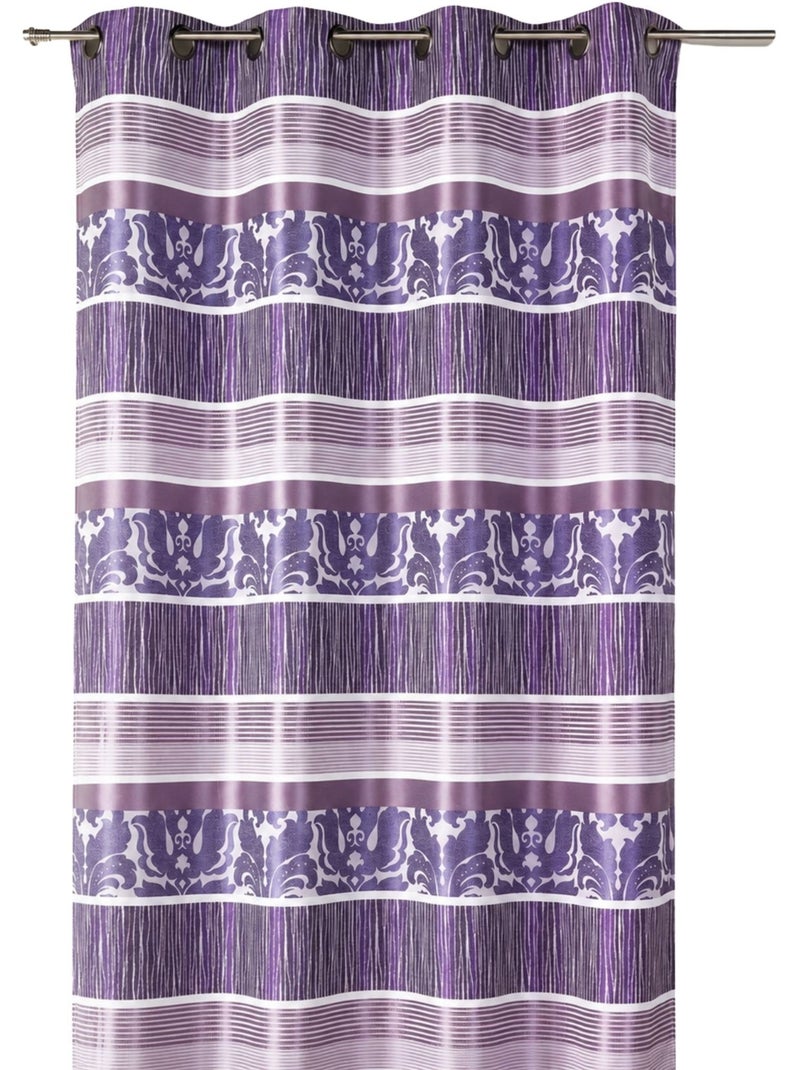 Rideau occultant jacquard à rayures horizontales colorées Vieux rose - Kiabi
