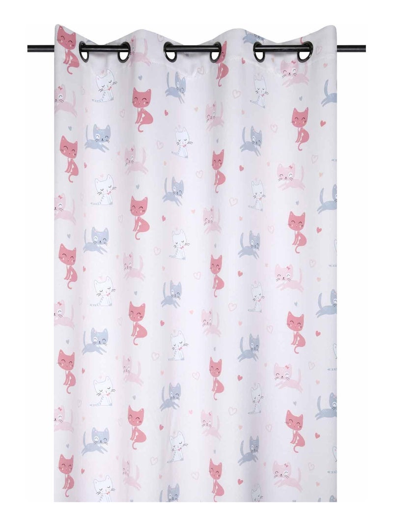 Rideau occultant petits chats Rose clair - Kiabi