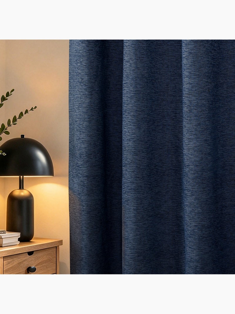 Rideau occultant phonique et thermique doublé polaire arctica 100% opaque Bleu nuit - Kiabi
