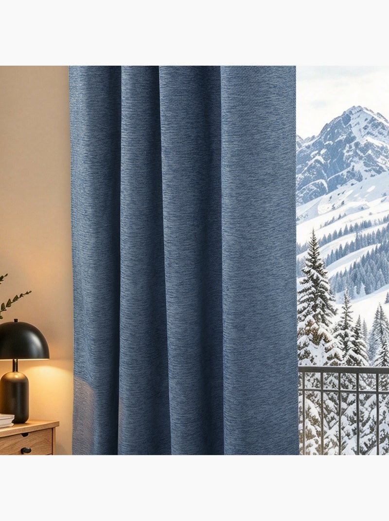 Rideau occultant phonique et thermique doublé polaire arctica 100% opaque Bleu - Kiabi