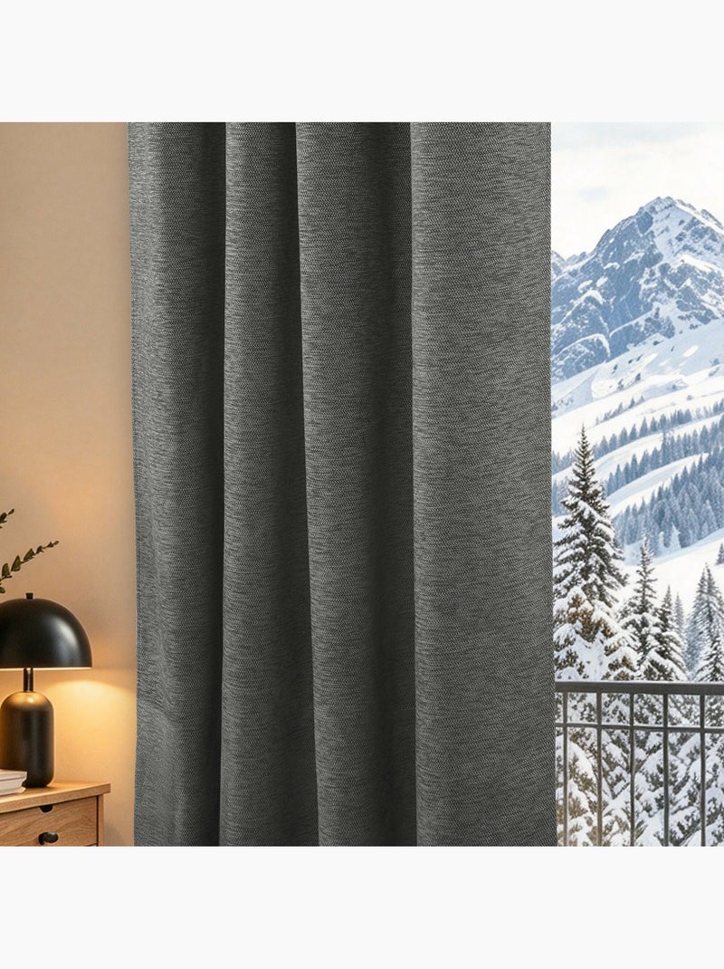 Rideau occultant phonique et thermique doublé polaire arctica 100% opaque Gris Granit - Kiabi