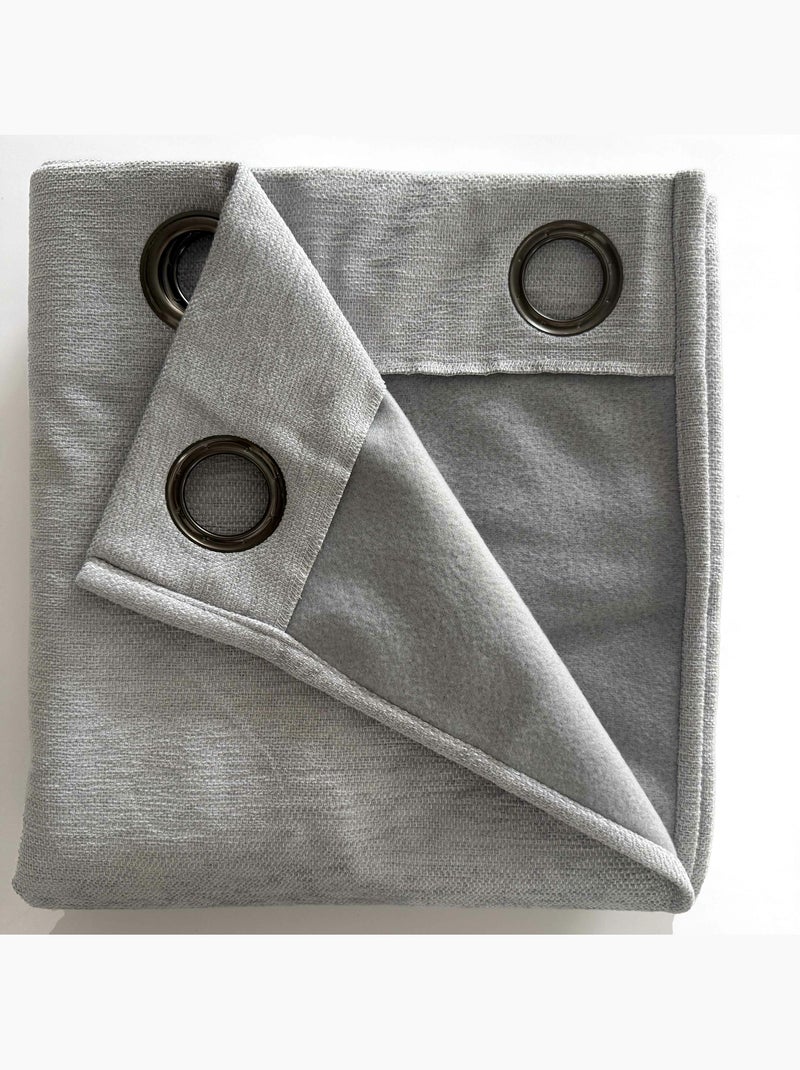Rideau occultant phonique et thermique doublé polaire arctica 100% opaque Gris nuage - Kiabi