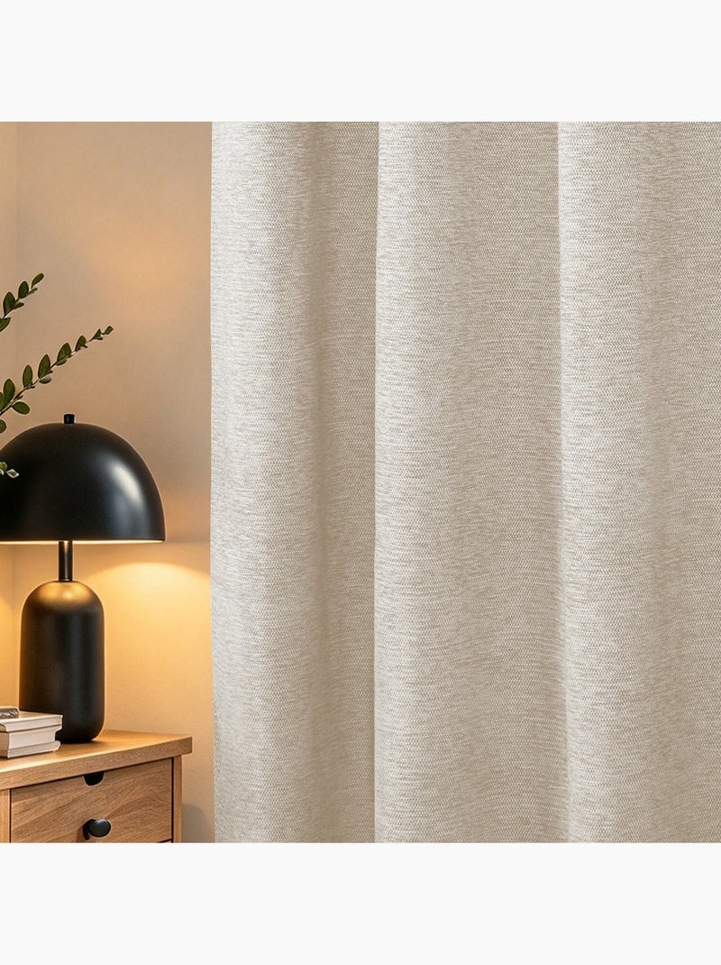 Rideau occultant phonique et thermique doublé polaire arctica 100% opaque Sable - Kiabi
