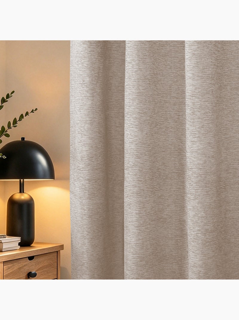 Rideau occultant phonique et thermique doublé polaire arctica 100% opaque Taupe - Kiabi