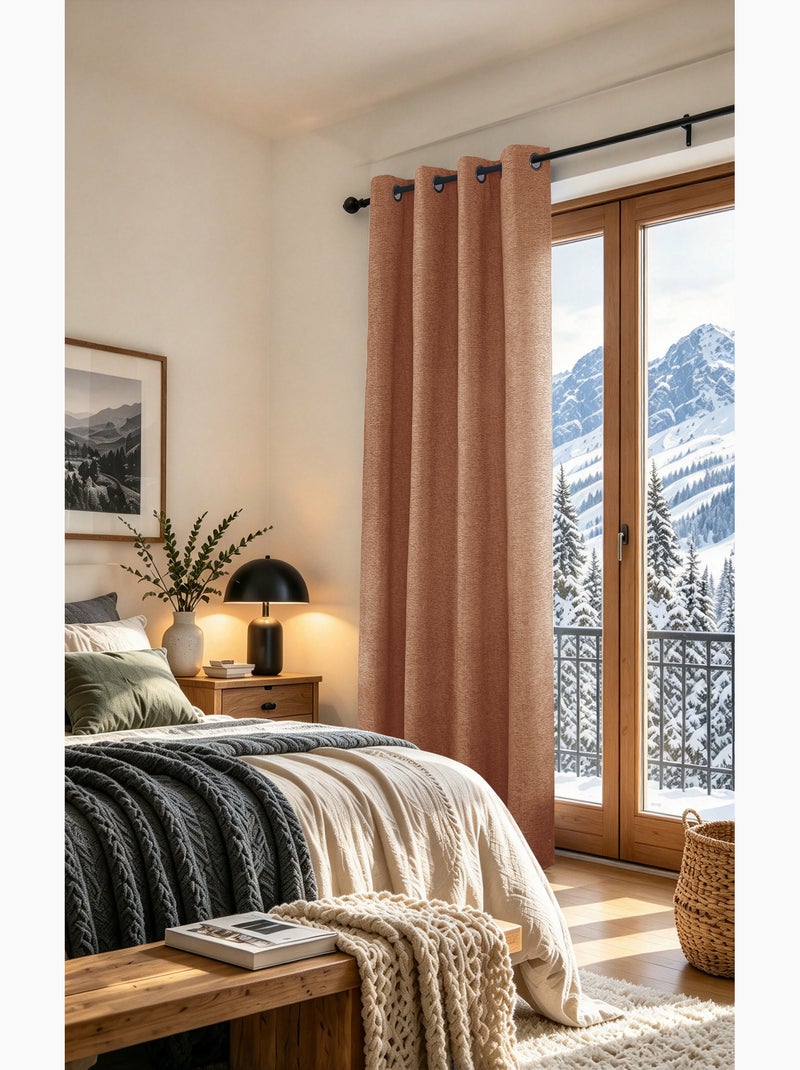 Rideau occultant phonique et thermique doublé polaire arctica 100% opaque Terracotta - Kiabi