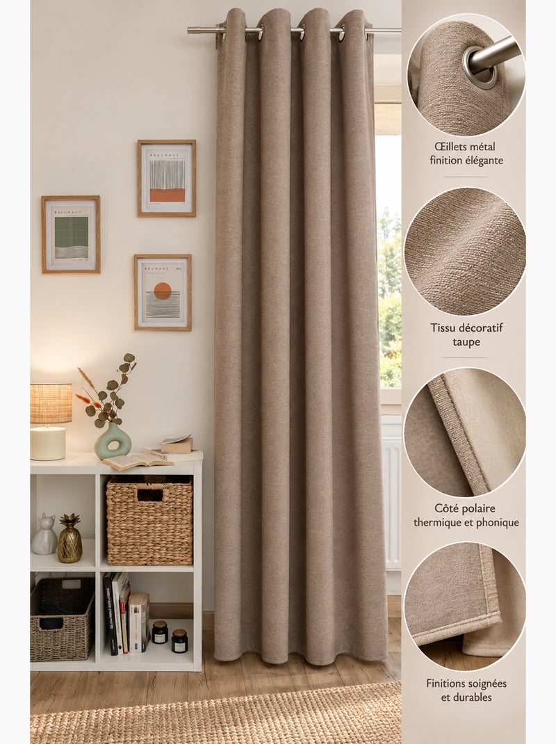 Rideau occultant phonique et thermique – osiris Taupe - Kiabi