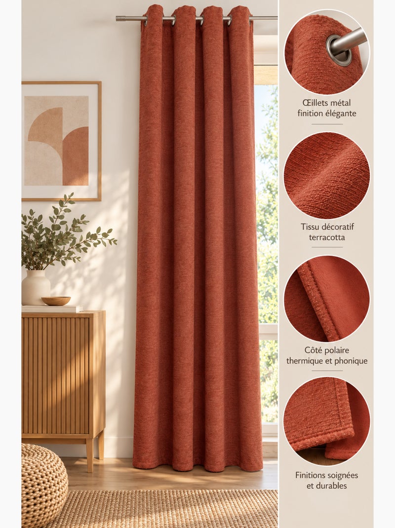 Rideau occultant phonique et thermique – osiris Terracotta - Kiabi