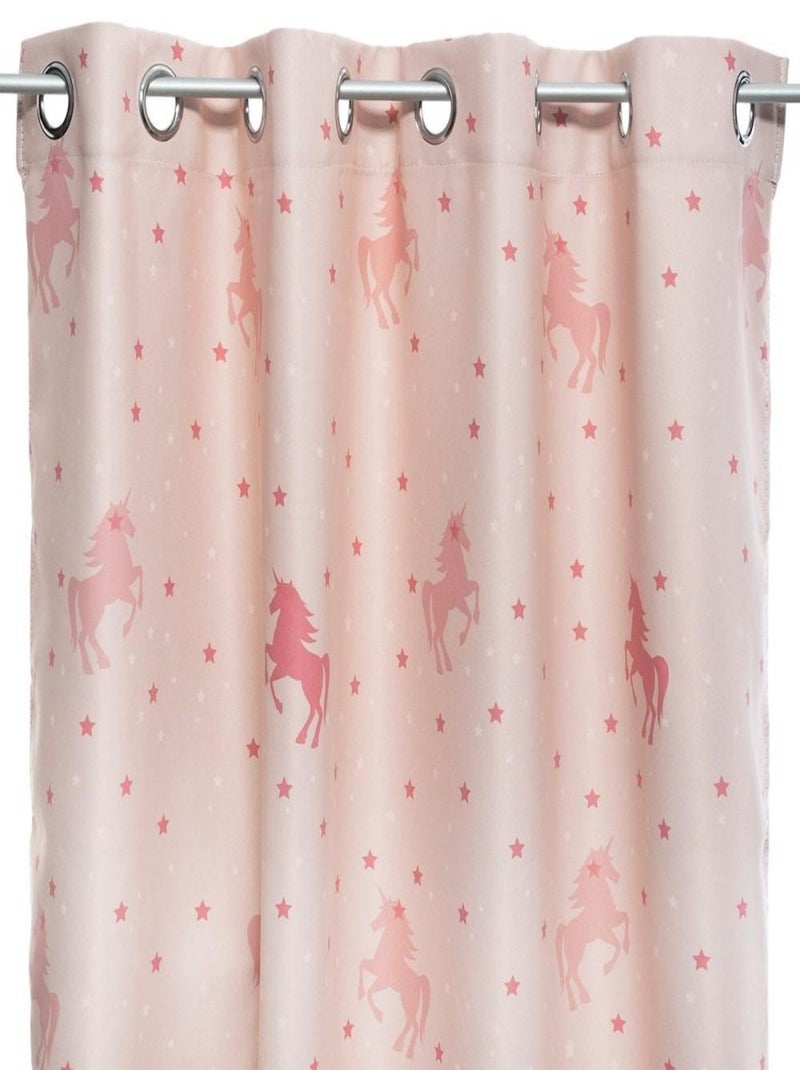 Rideau occultant phosphorescent 140x250 cm licorne Rose - Kiabi