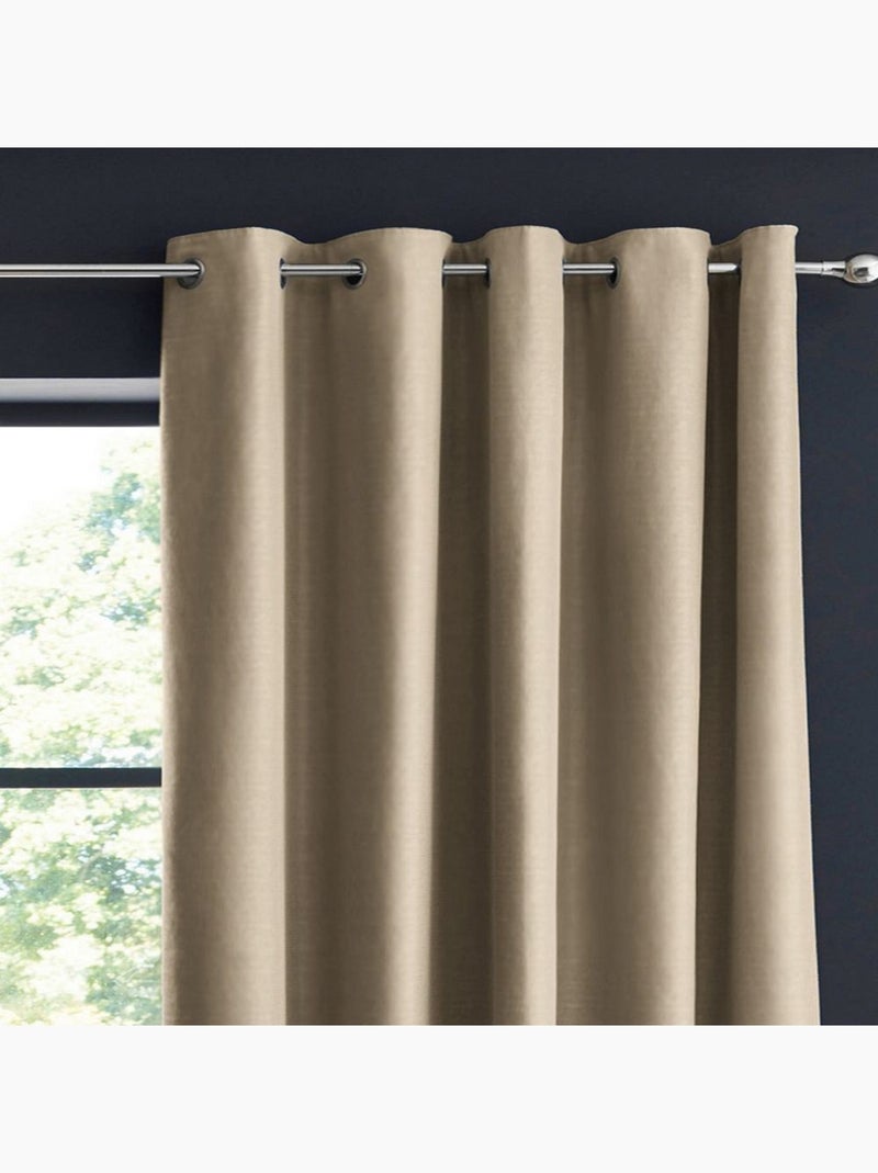 Rideau Occultant Polyester Beige - Kiabi