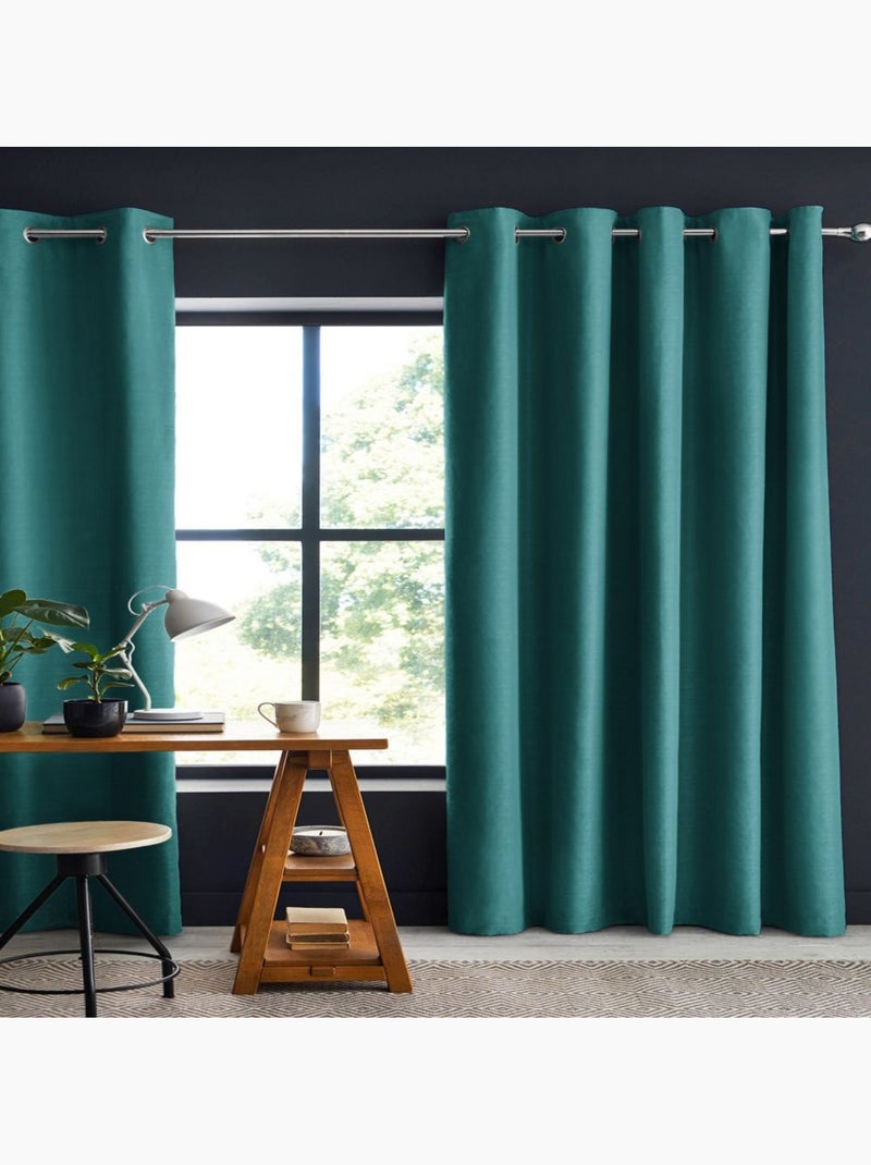 Rideau Occultant Polyester Bleu canard - Kiabi