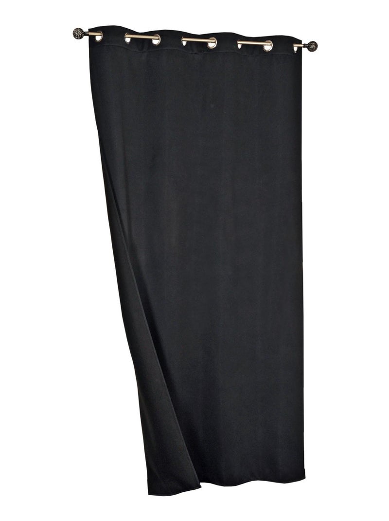 Rideau Occultant Thermique - Prêt à poser satiné. Noir - Kiabi