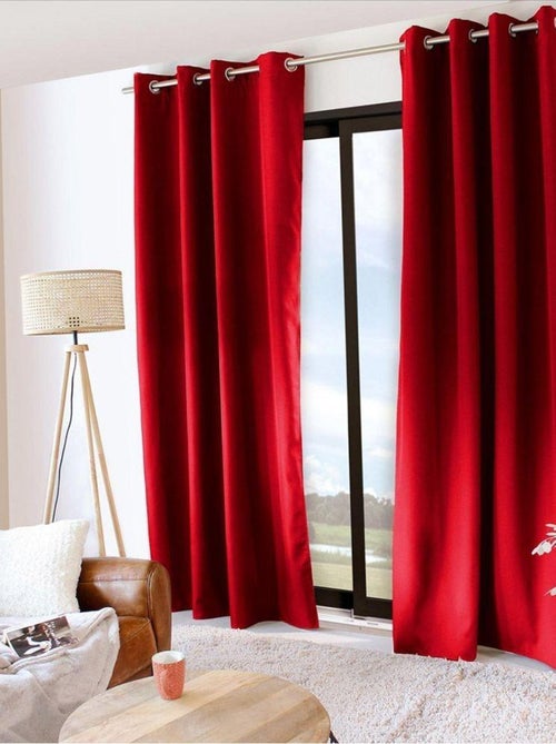 Rideau occultant thermique 140x240 Guimauve rouge - Kiabi