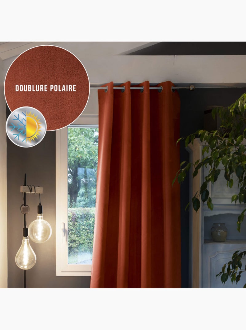 Rideau occultant thermique à œillets - Terre de Nuit Orange - Kiabi