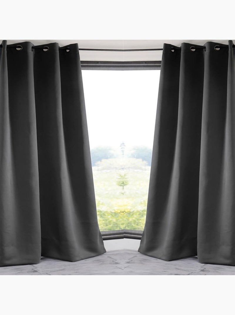 Rideau occultant uni 210gr/m2 gris anthracite - Kiabi