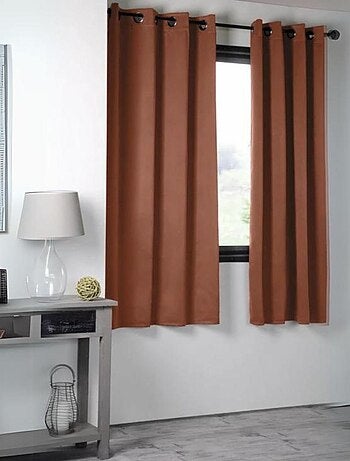 Double Rideau ameublement faux uni - Marron chocolat - Kiabi - 27.45€