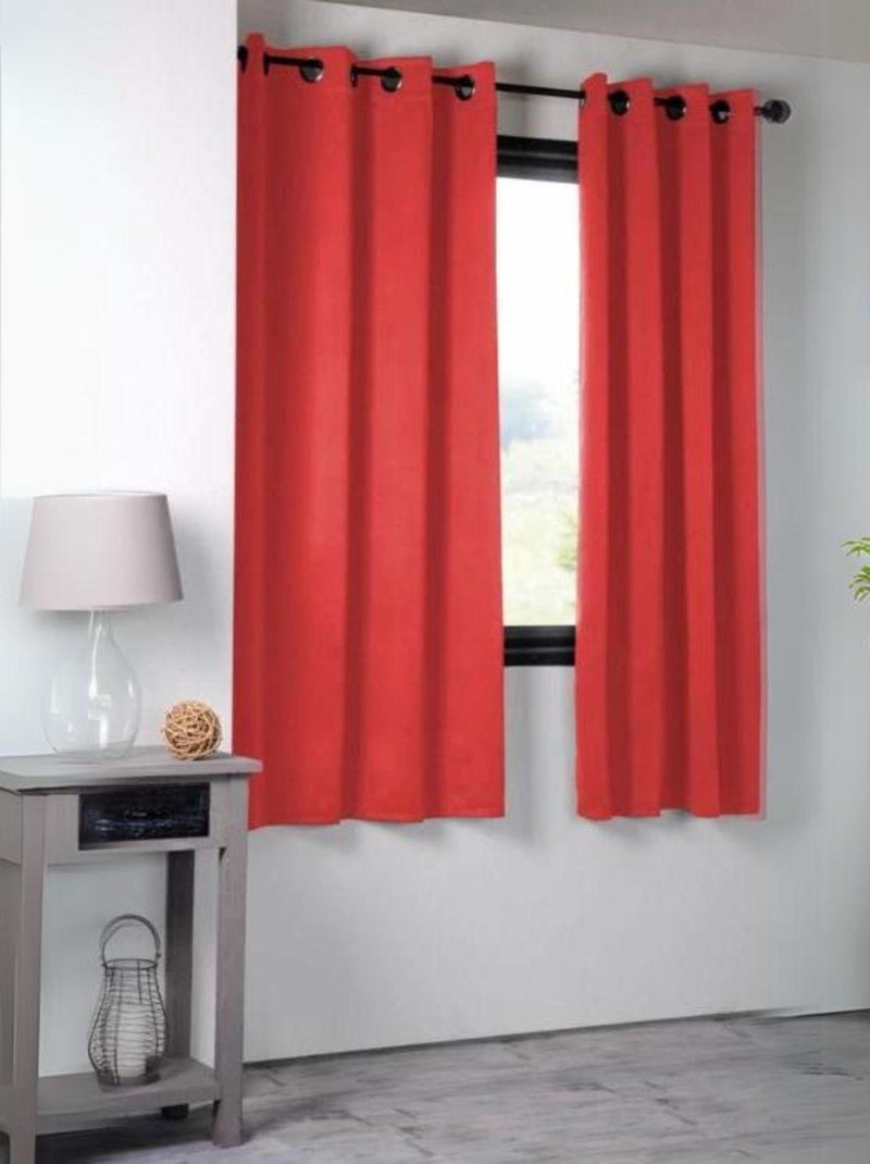 Rideau occultant uni 210gr/m2 Orange corail - Kiabi