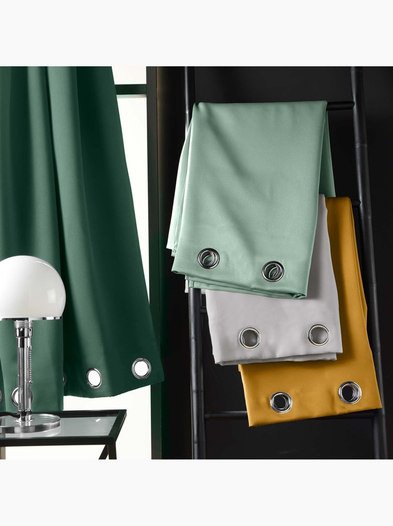 Rideau occultant uni à oeillets Vert olive - Kiabi